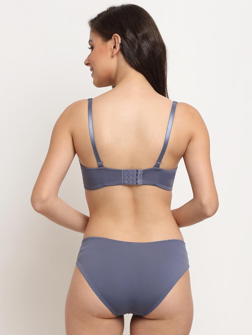 blue solid bras and panty set - 18226286 - Standard Image - 2
