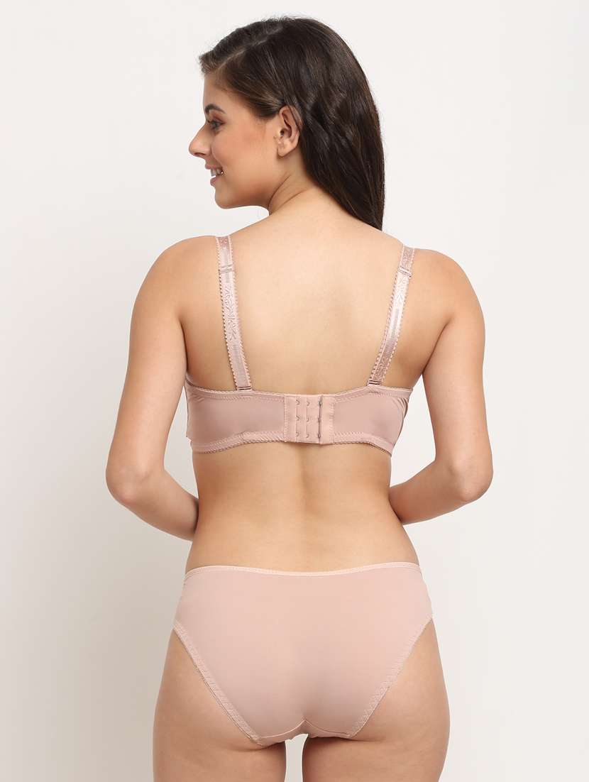 beige solid bras and panty set - 18226338 -  Standard Image - 2