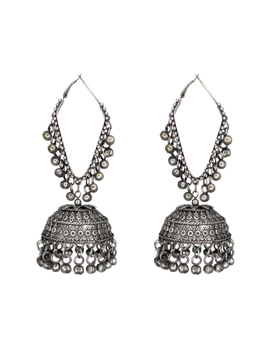 black metal jhumka earring - 18226854 - Zoom Image - 0