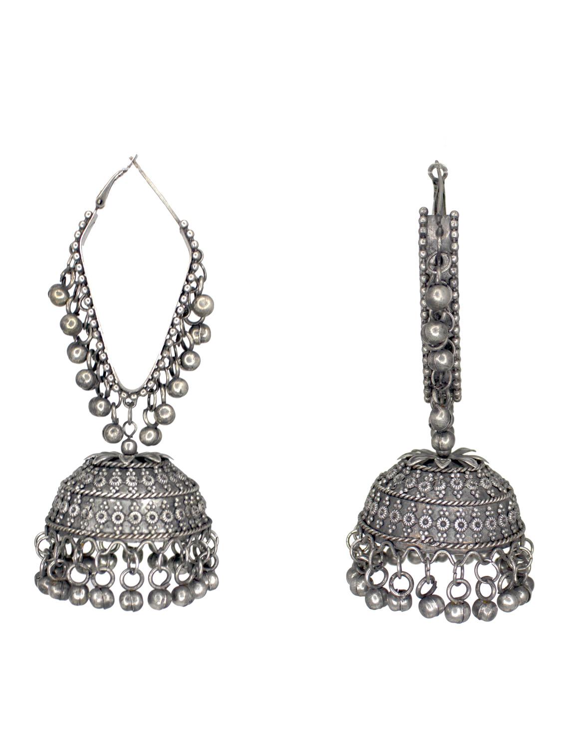 black metal jhumka earring - 18226854 - Standard Image - 2