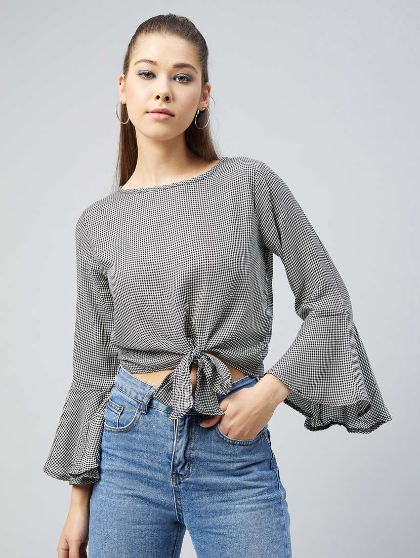 women's crop round neck top - 18226872 -  Zoom Image - 0