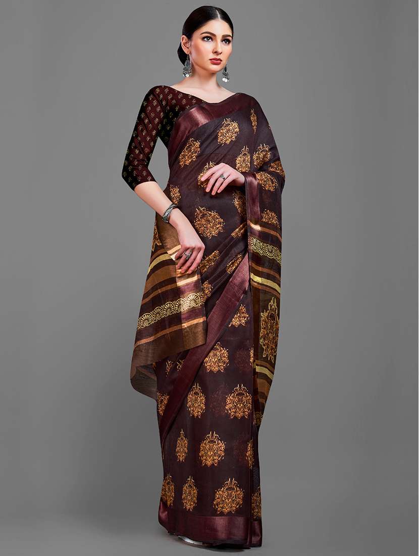 women's batik brown colored saree with blouse - 18227002 -  Standard Image - 2