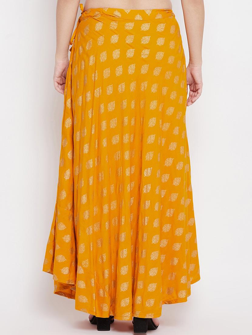 yellow printed flared skirt - 18227322 - Standard Image - 2