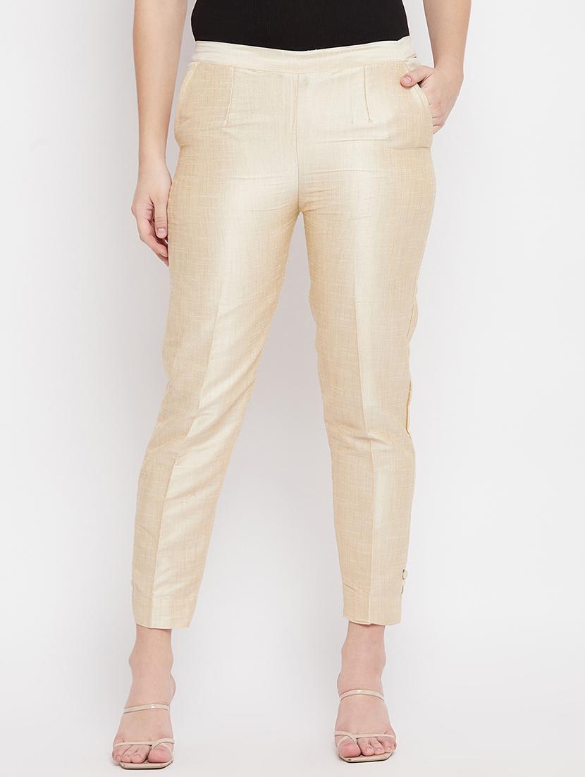 beige solid mid rise trouser - 18227357 - Zoom Image - 0