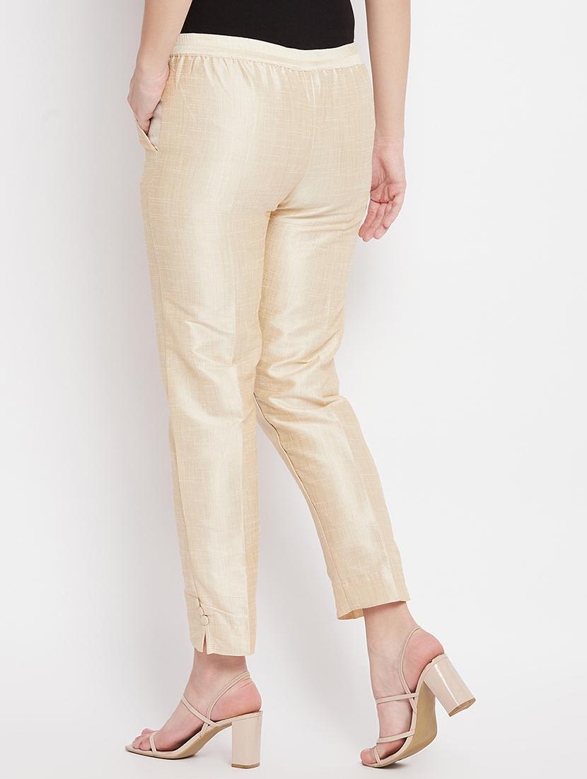 beige solid mid rise trouser - 18227357 - Standard Image - 2