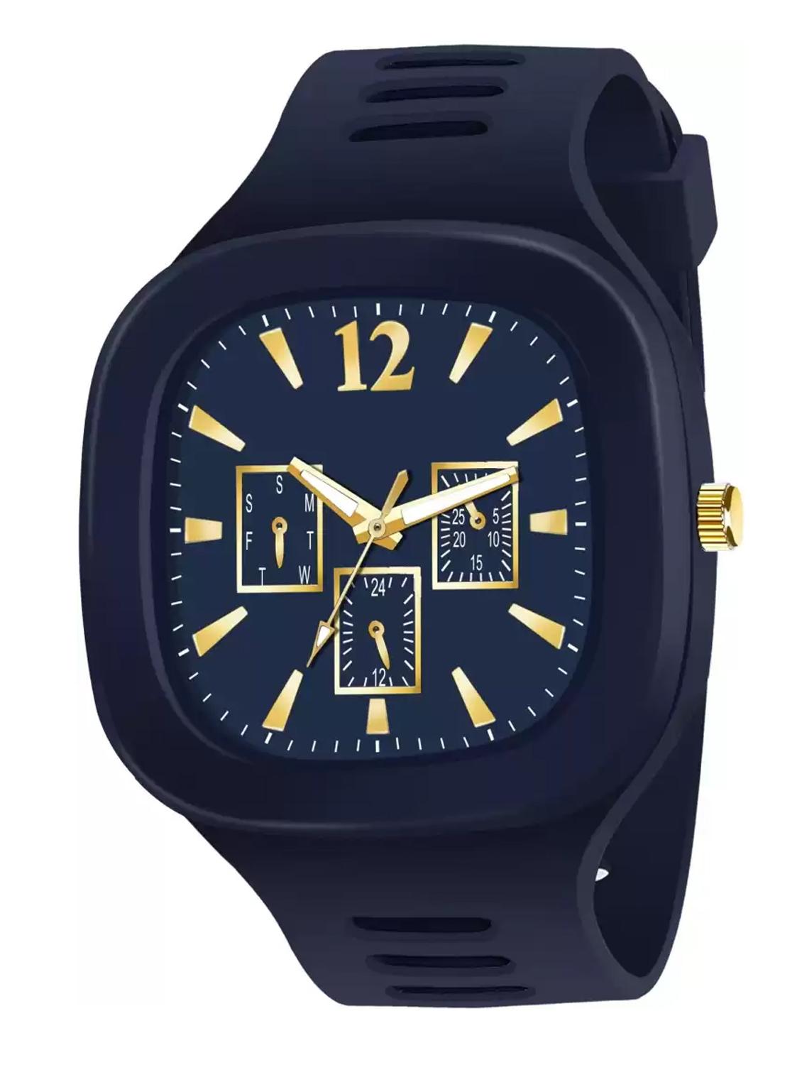 lorenz stylish square blue dial smooth silicon strap addi stylish designer analog watch- blue | mk-3098k - 18227662 - Zoom Image - 0