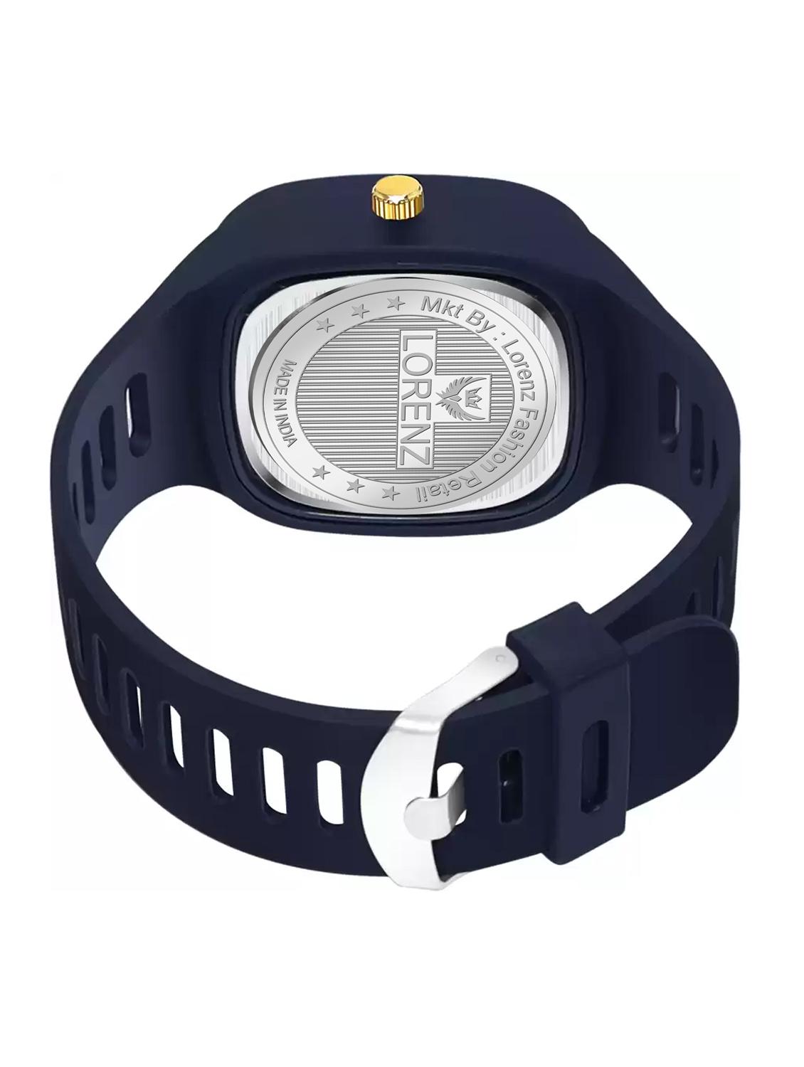lorenz stylish square blue dial smooth silicon strap addi stylish designer analog watch- blue | mk-3098k - 18227662 - Standard Image - 2