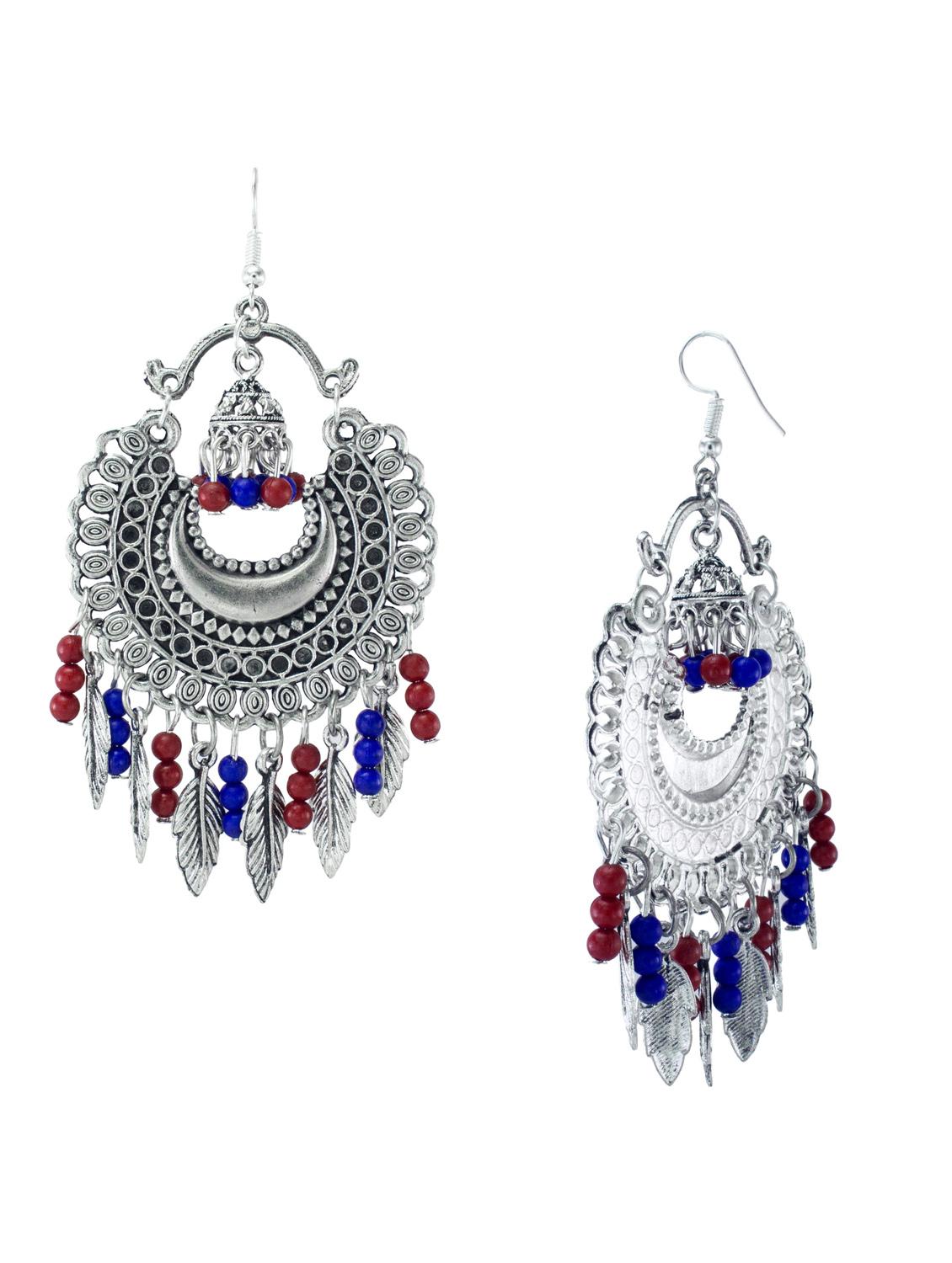 silver metal chandballi earring - 18228831 - Standard Image - 2