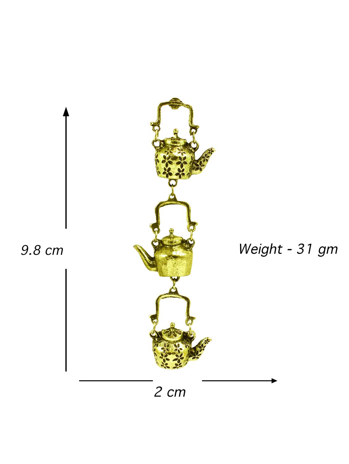 gold metal drop earring - 18228988 - Standard Image - 2
