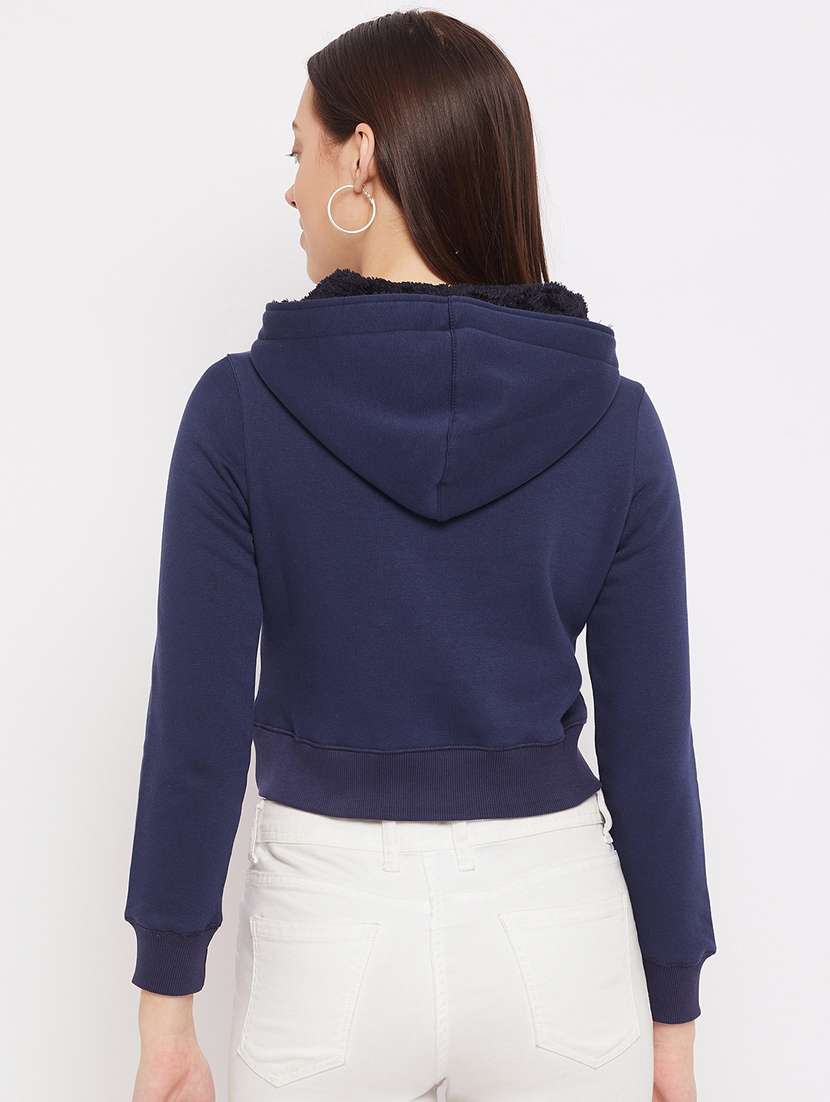 navy blue printed hoodies sweatshirt - 18229881 - Standard Image - 2