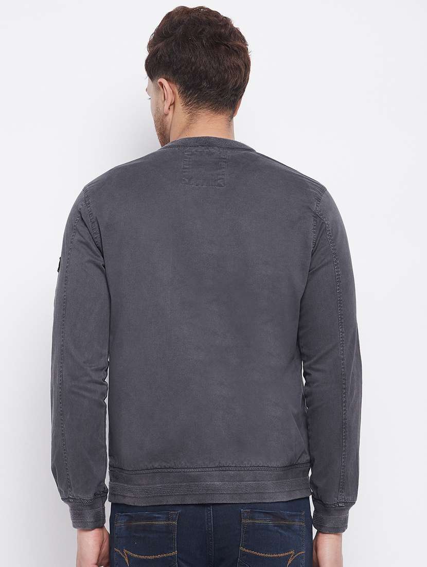 grey solid quilted jacket - 18229919 -  Standard Image - 2