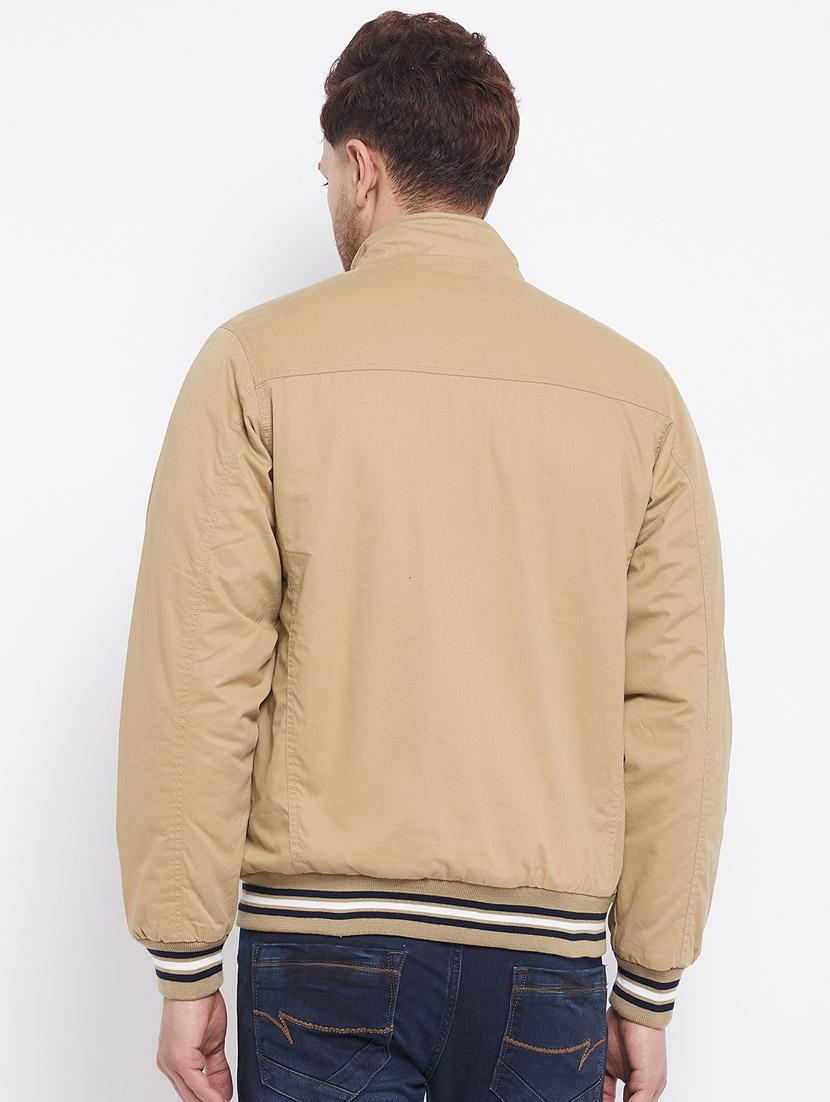 beige solid bomber jacket - 18229920 - Standard Image - 2