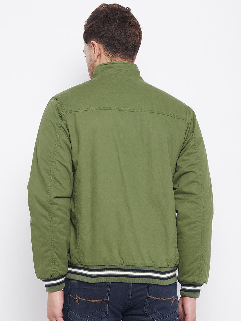 green solid quilted bomber jacket - 18229921 - Standard Image - 2