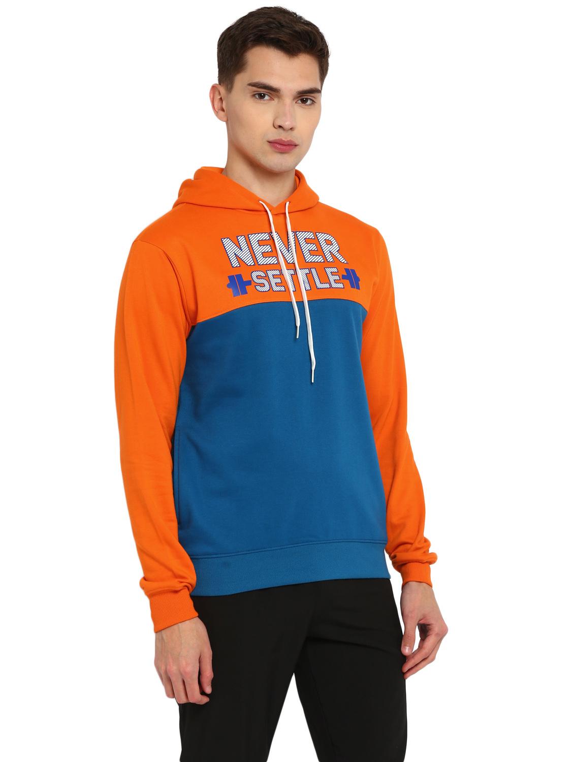 orange chest-printed cut & sew hooded sweatshirt - 18230342 - Standard Image - 2