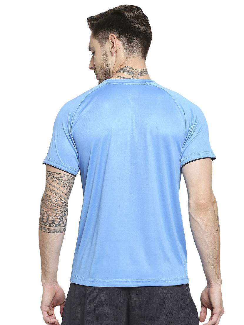 turquoise-blue chest-printed t-shirt - 18230416 - Standard Image - 2