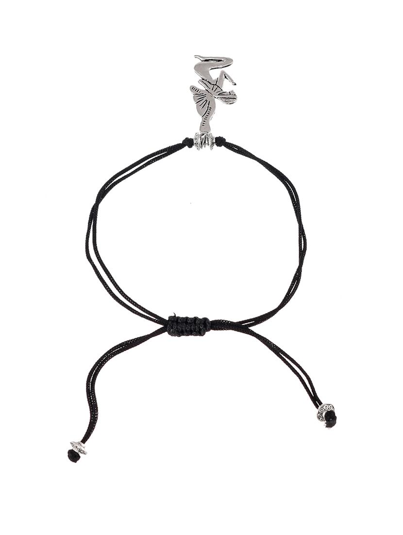 silver-plated & black angel protection evil eye anklet - 18230435 - Standard Image - 2