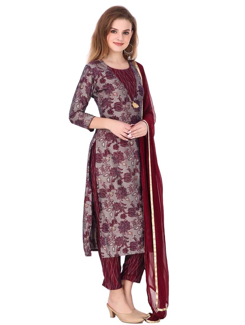red rayon kurta pant set - 18230575 - Standard Image - 2