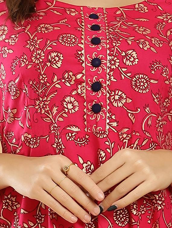 pink rayon fit & flare gown - 18230830 - Standard Image - 2