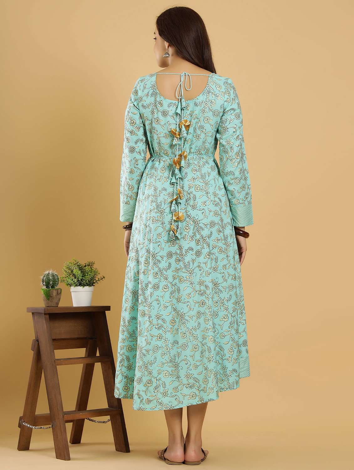 light blue rayon fit & flare gown - 18230831 - Standard Image - 2