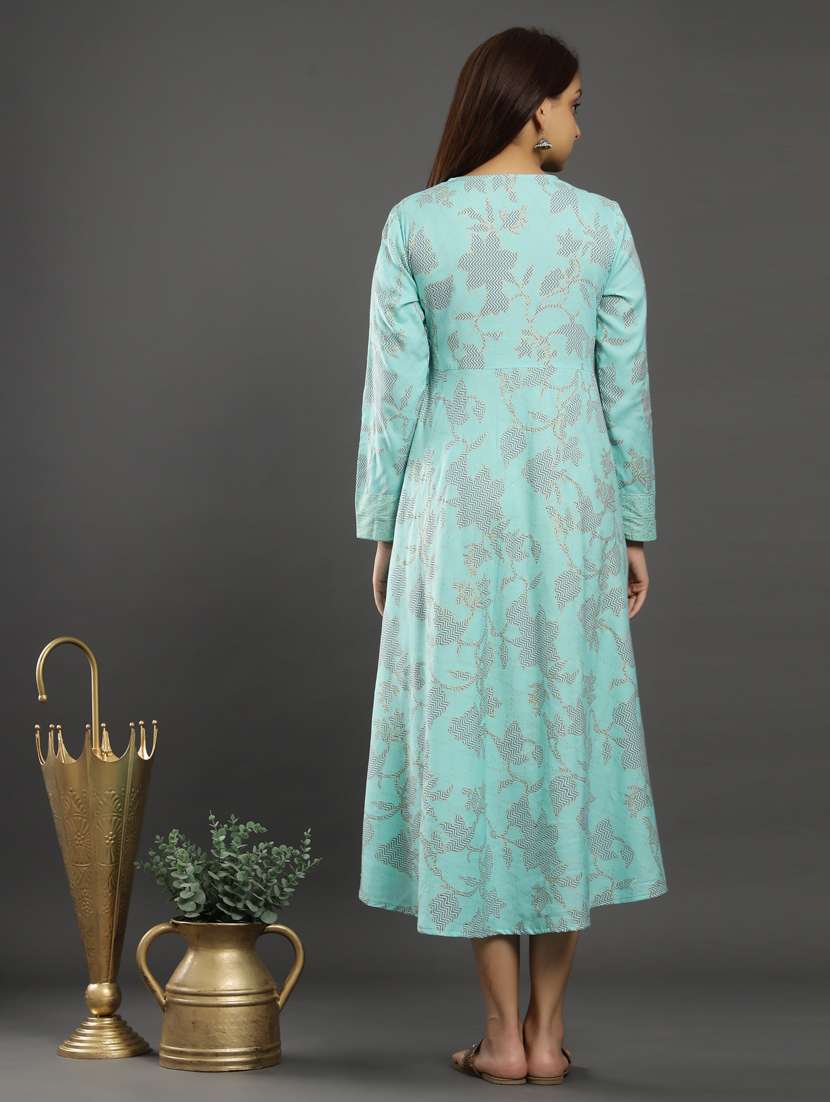 light blue rayon fit & flare gown - 18230878 - Standard Image - 2