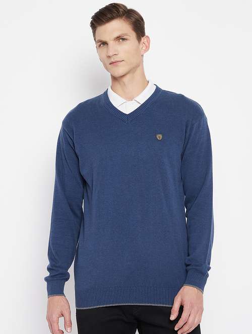navy-blue solid pullover - 18231120 - Standard Image - 0