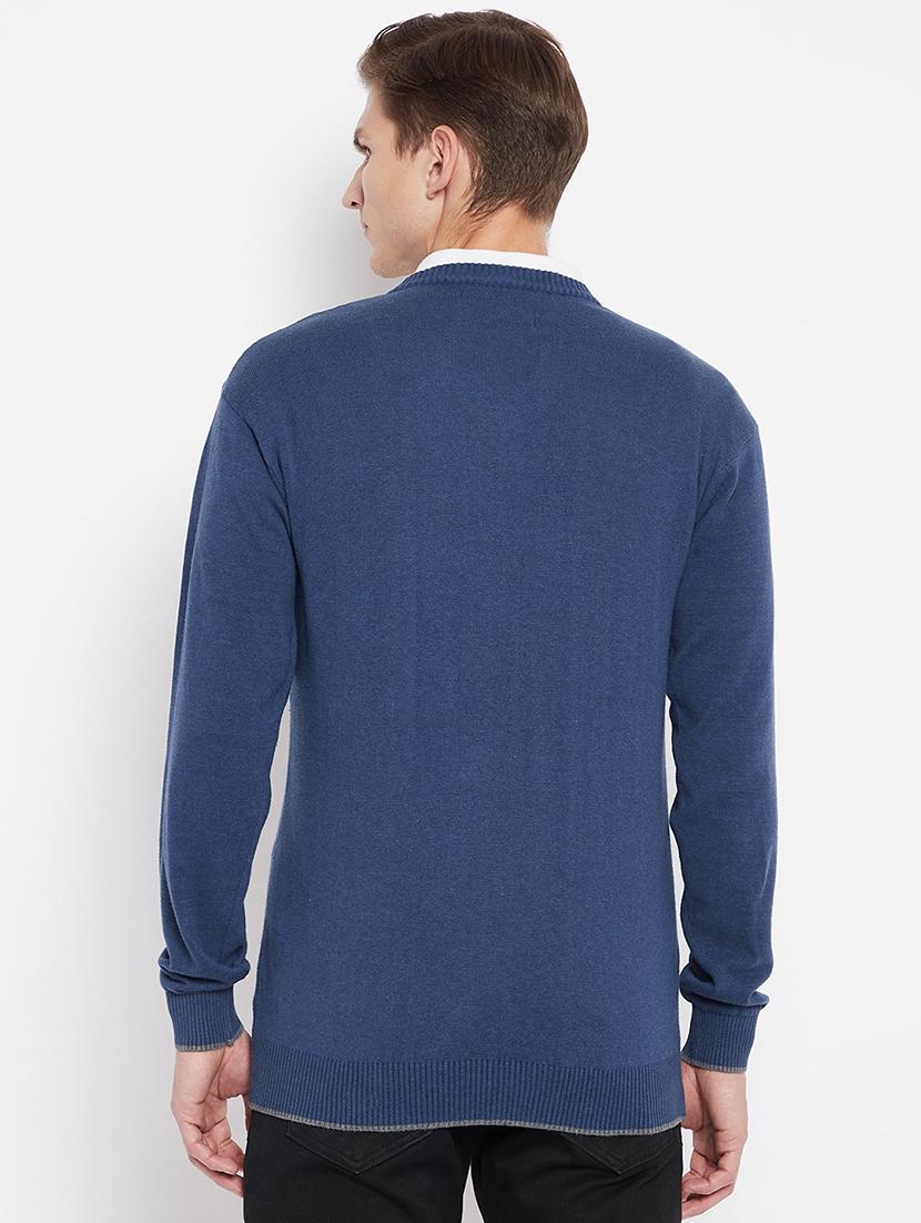 navy-blue solid pullover - 18231120 - Standard Image - 2