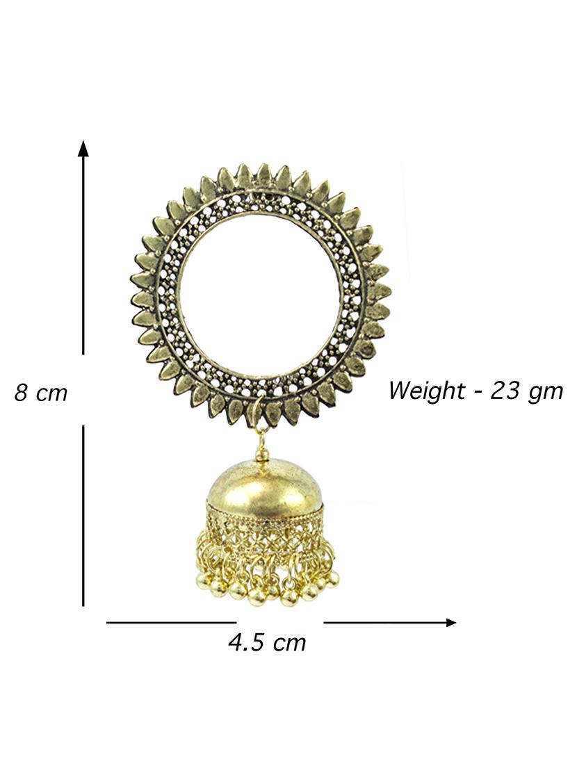 gold metal jhumka earring - 18231333 - Standard Image - 2