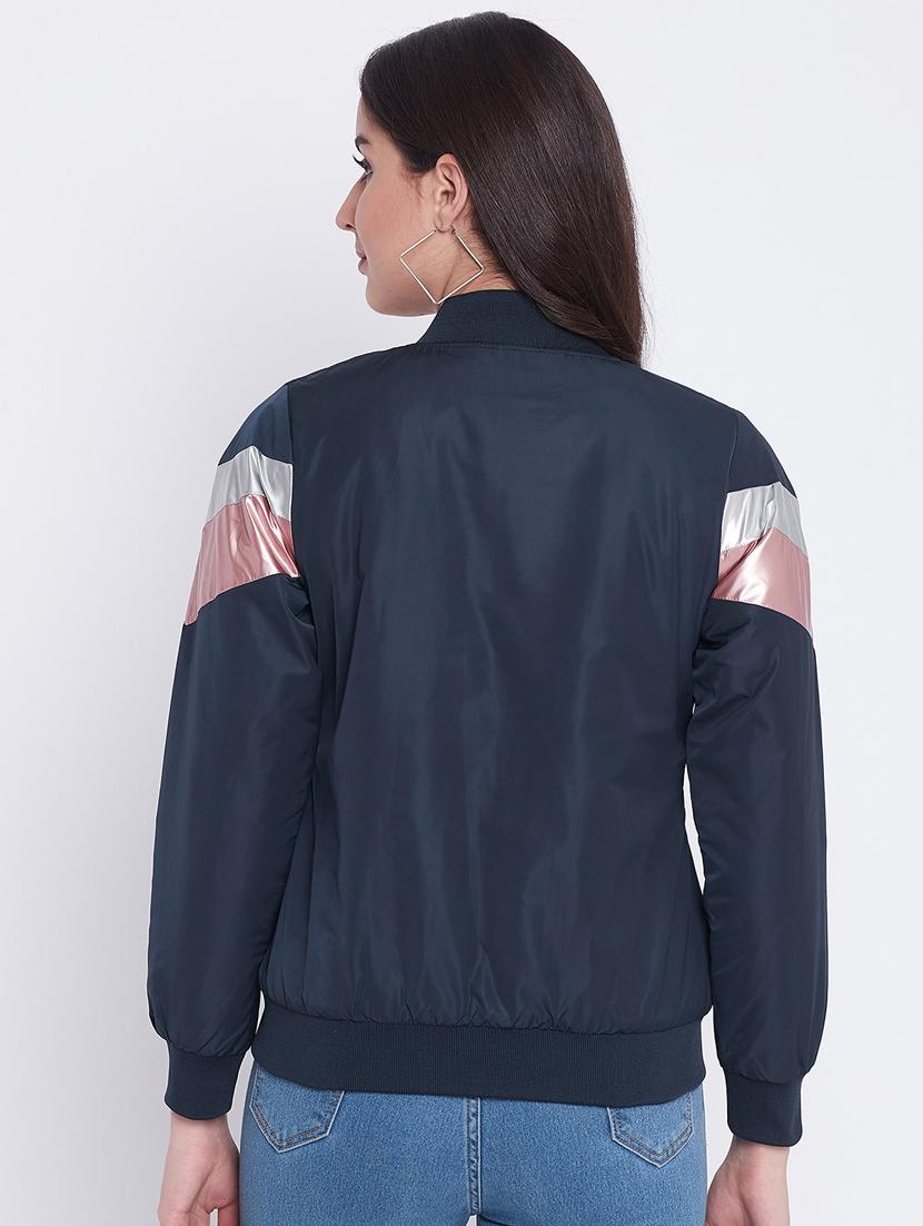 navy blue color block jacket - 18232940 - Standard Image - 2