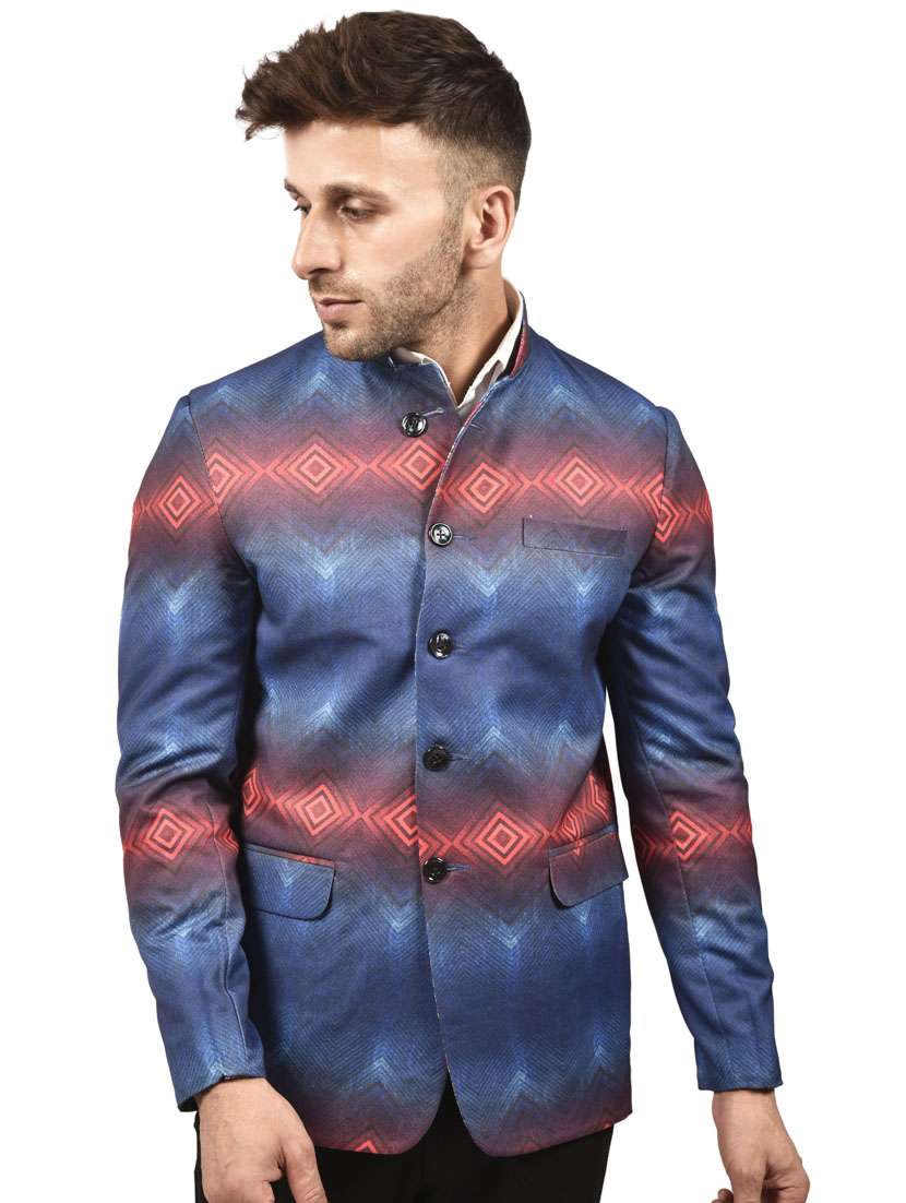 multi colored printed single breasted casual blazer