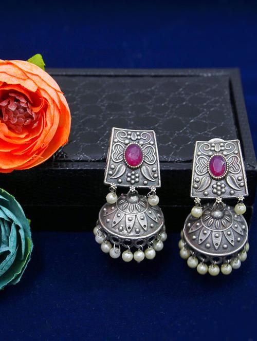 silver brass drop earring - 18233407 - Standard Image - 0