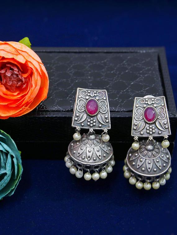 silver brass drop earring - 18233407 - Zoom Image - 0