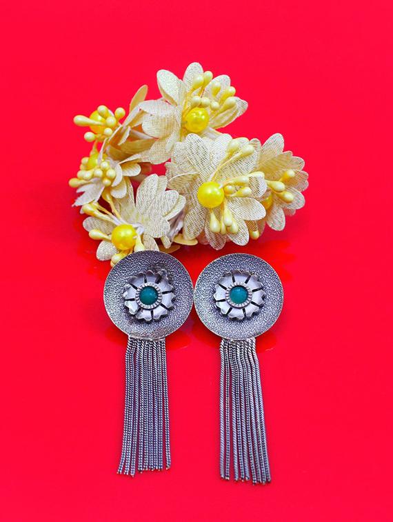 green brass drop earring - 18233417 - Zoom Image - 0