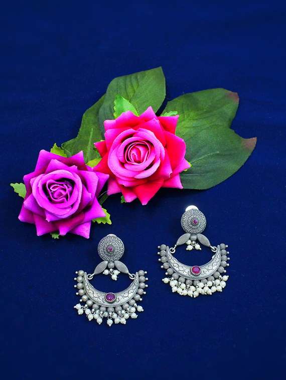 silver brass drop earring