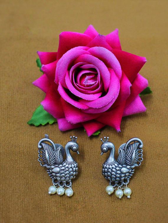 silver brass drop earring