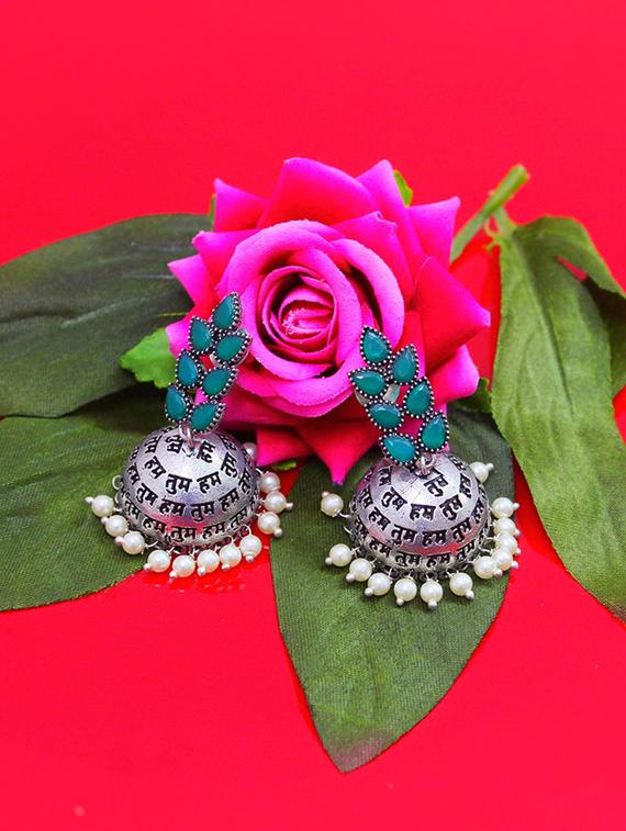 green brass drop earring - 18233435 -  Zoom Image - 0