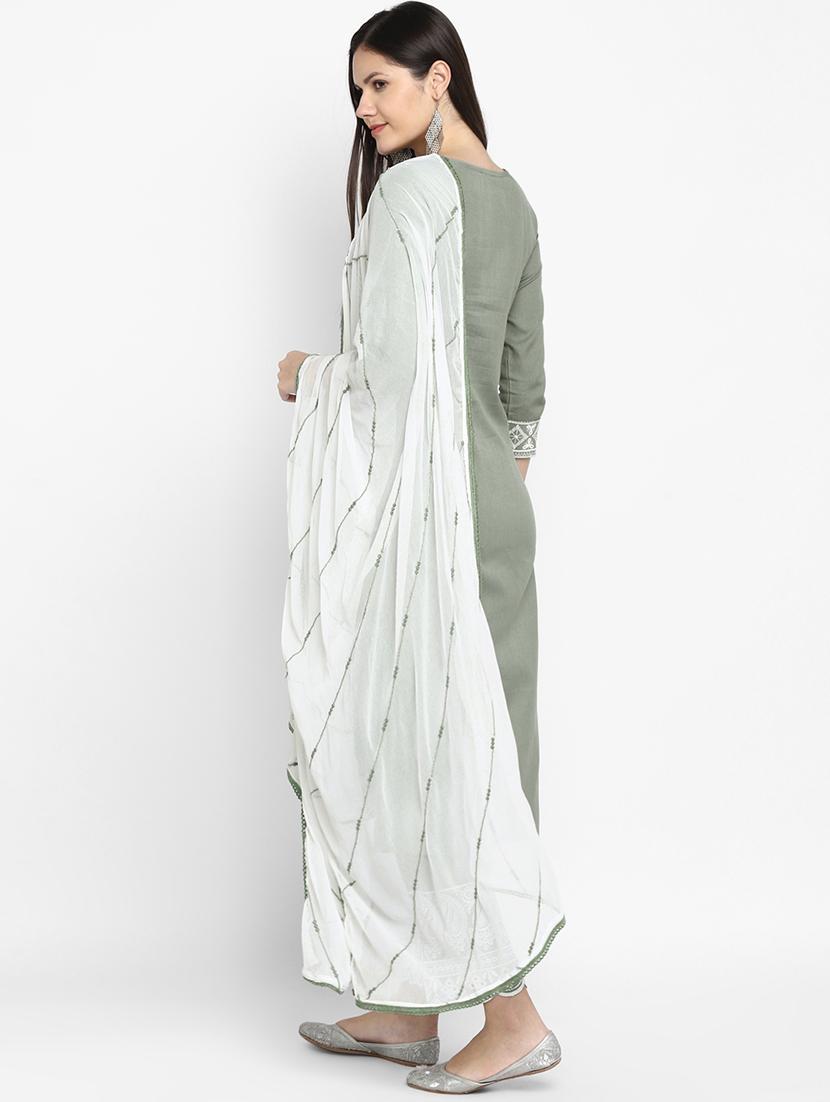 green cotton blend suit set - 18234458 - Standard Image - 2