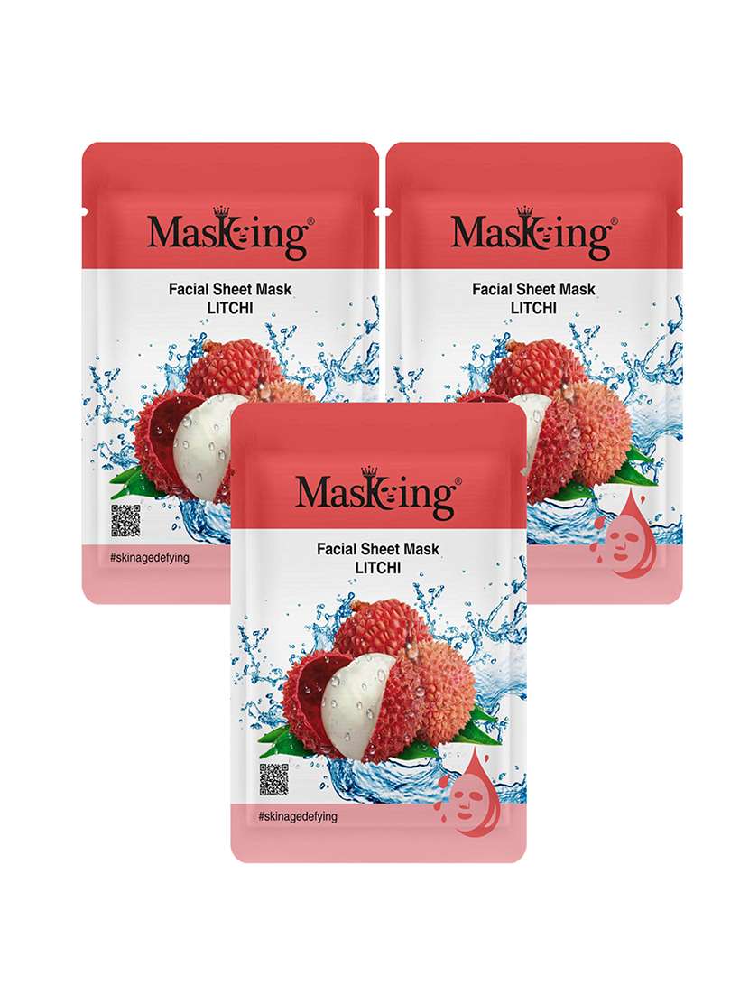 masking beauty facial sheet mask litchi 20ml each (pack of 3)