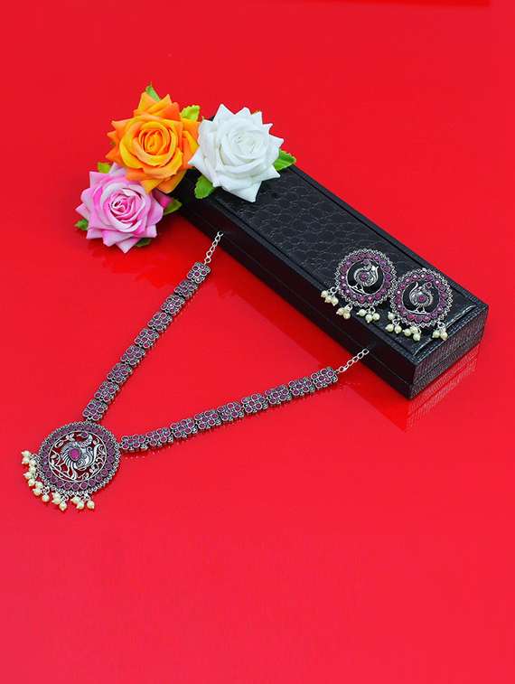 red brass necklaces and earring