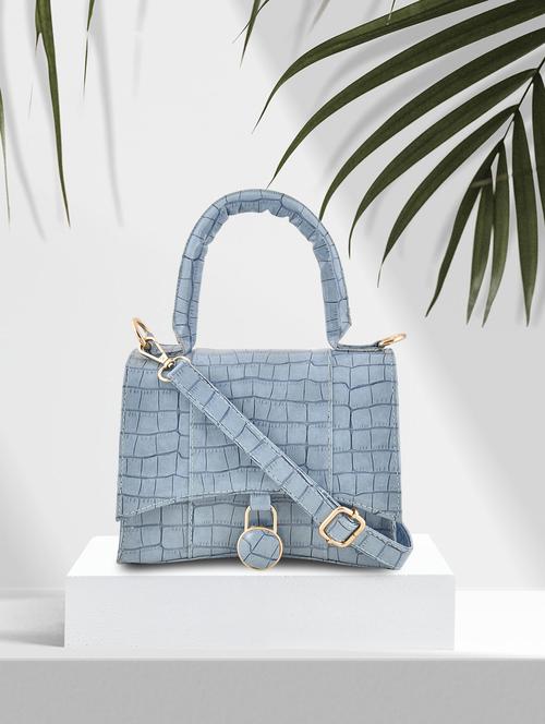 blue leatherette (pu) handbag - 18235947 - Standard Image - 0