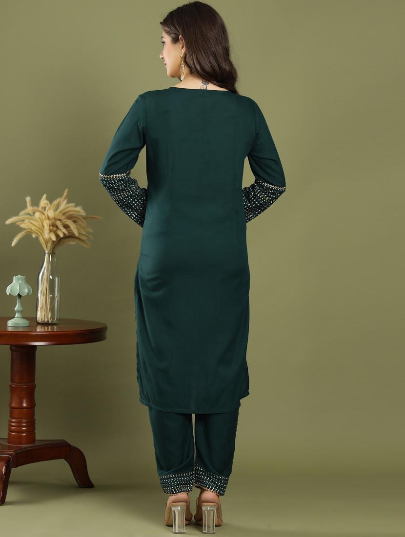 green rayon kurta palazzo set - 18236453 - Standard Image - 2