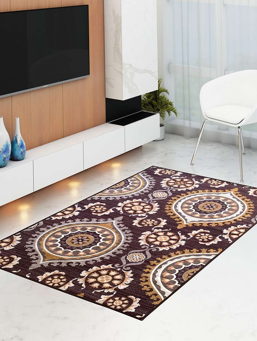 athom living persian brown premium anti slip printed carpet