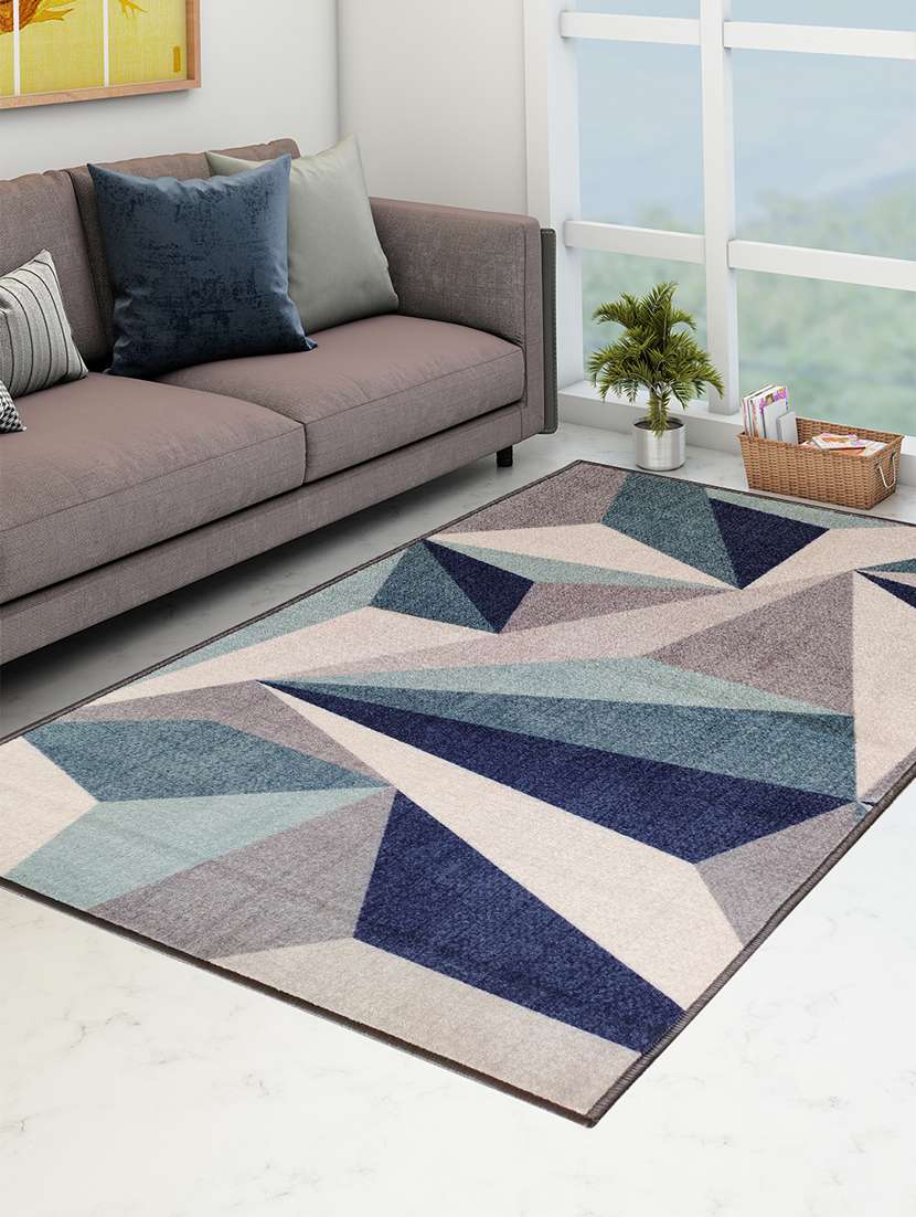 athom living distressed blue premium anti slip printed carpet