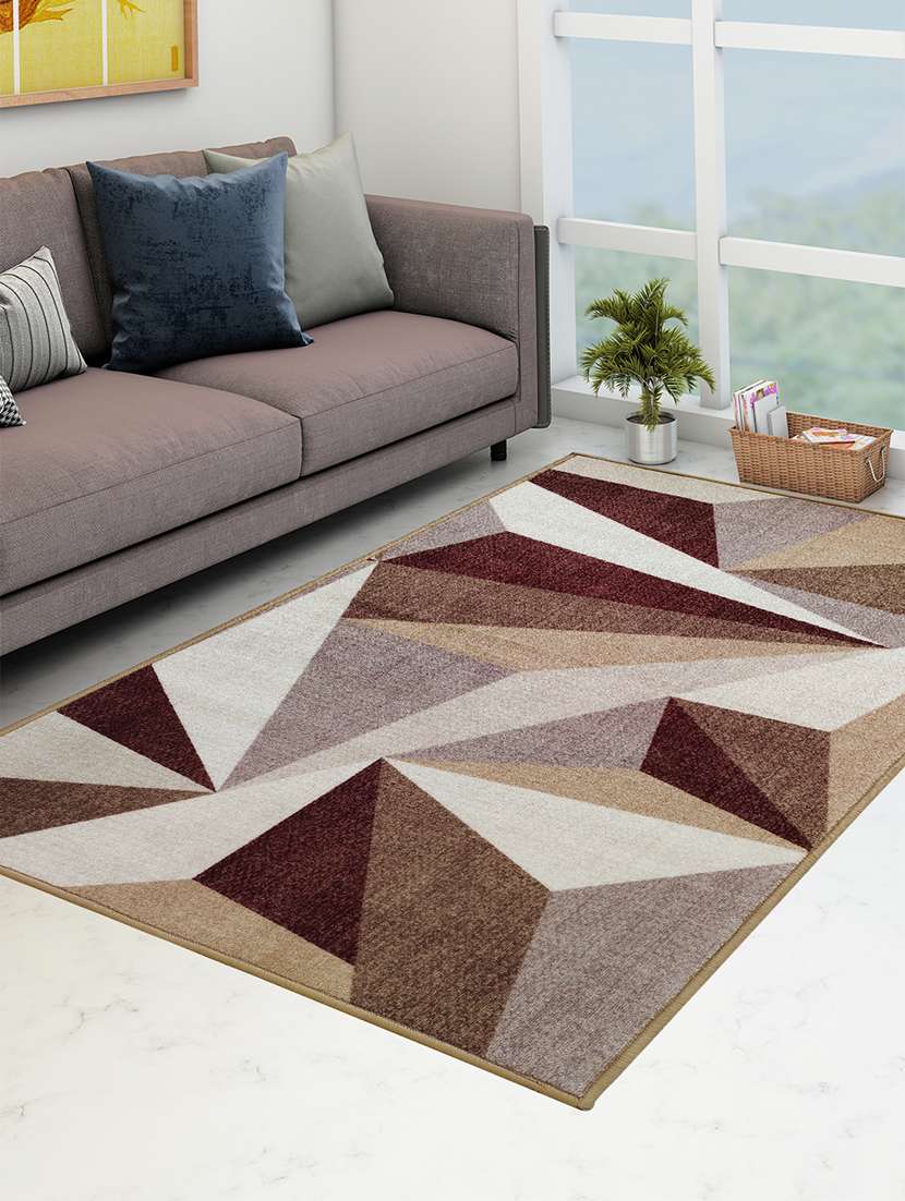athom living distressed beige premium anti slip printed carpet