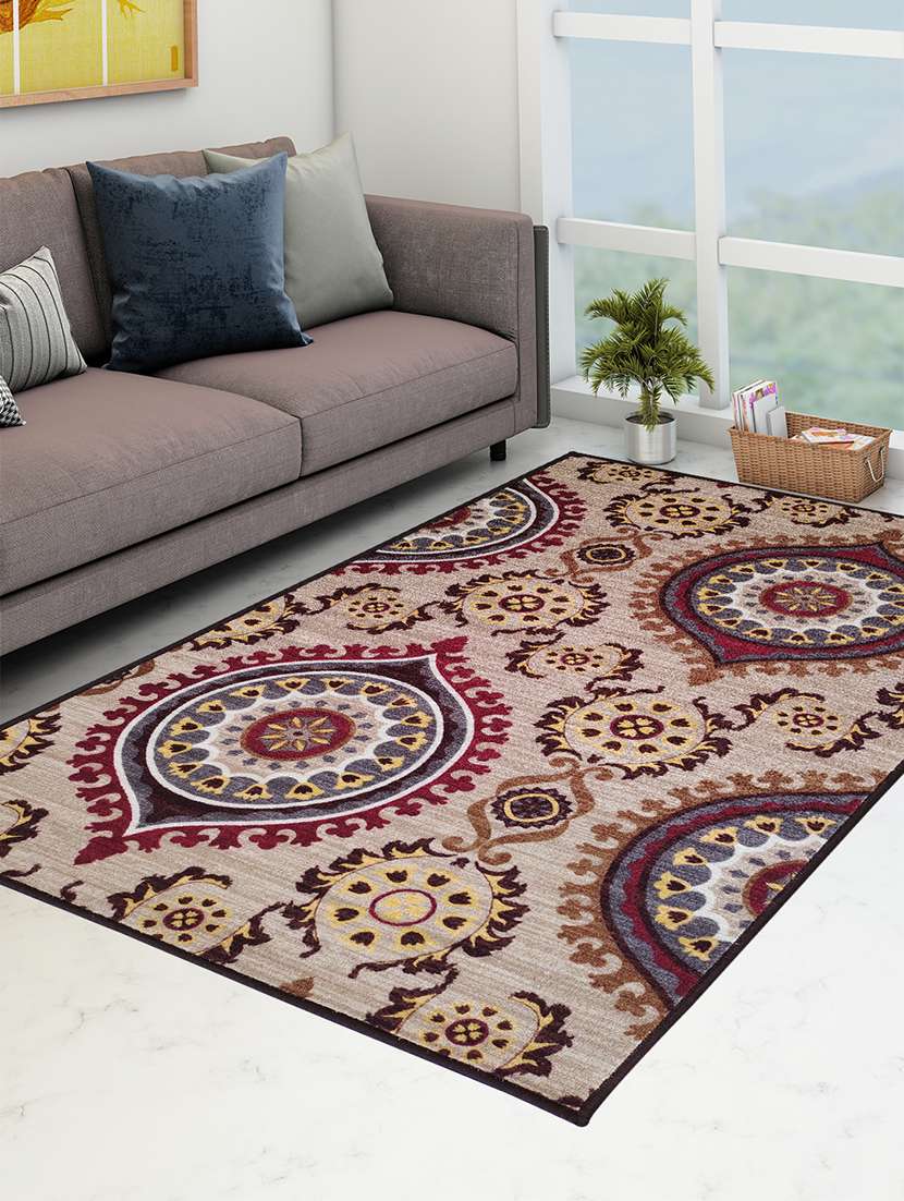 athom living persian maroon premium anti slip printed carpet