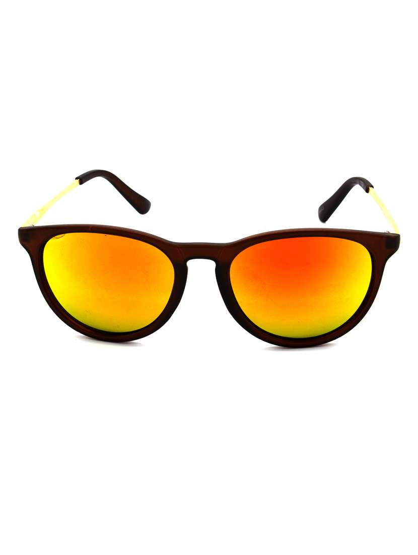 hrinkar men women boys & girls round &  sunglasses golden frame, golden lens (medium)