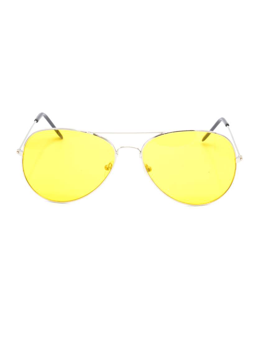 hrinkar men women boys & girls aviator &  sunglasses silver frame, yellow lens (medium)