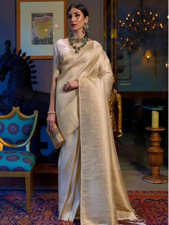 gold chanderi saree with blouse