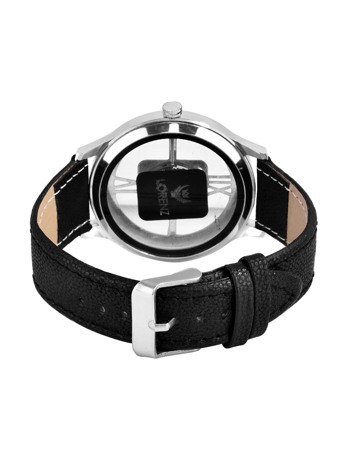lorenz black leather strap & transparent stylish dial analogue watch for men | mk-3095k - 18244470 - Standard Image - 2