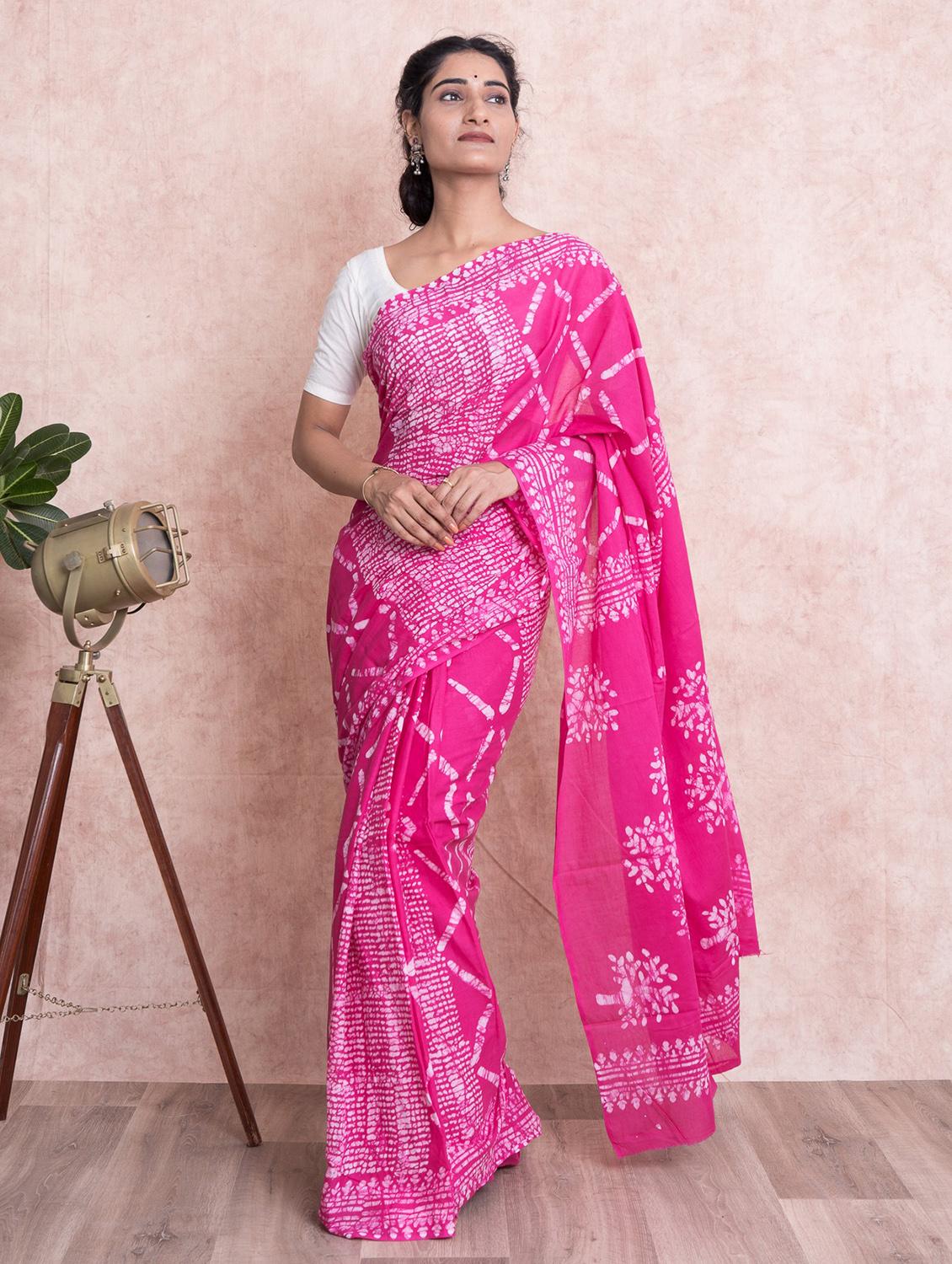 tie & dye printed saree with blouse