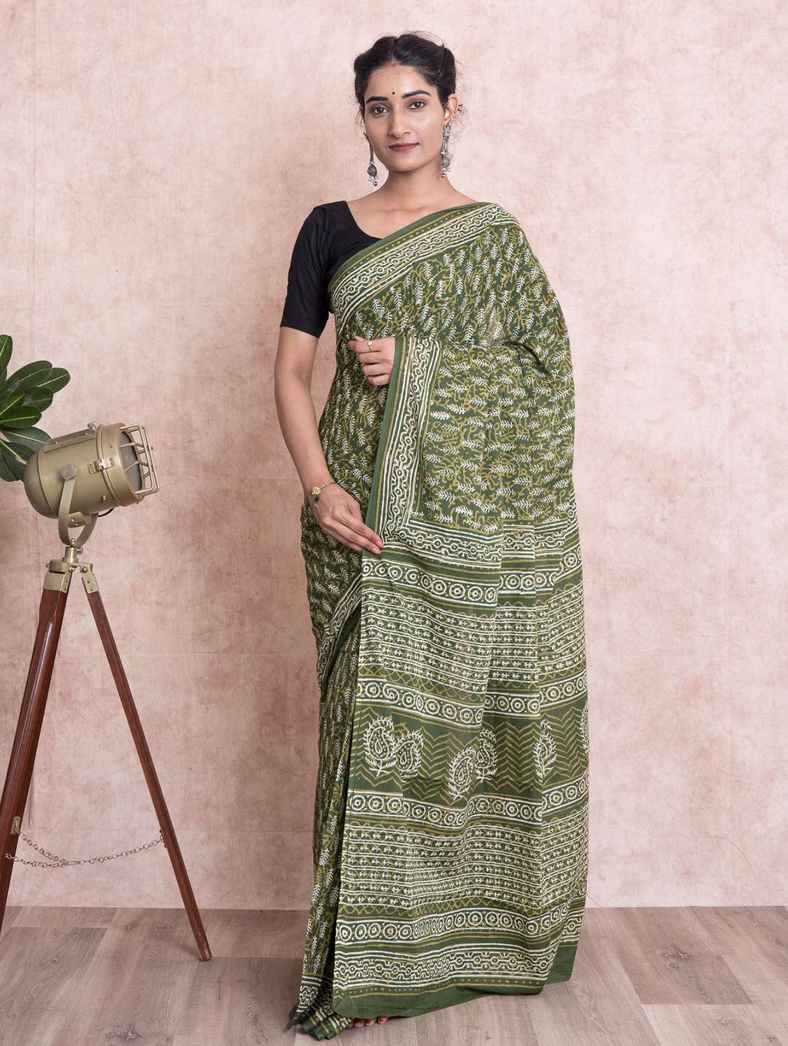 block printed saree with blouse